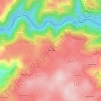 Mappa topografica La Bastidette, altitudine, rilievo