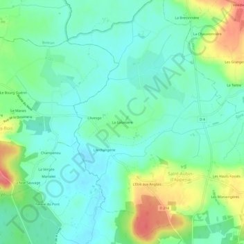 Mappa topografica La Galaisière, altitudine, rilievo