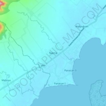 Mappa topografica Narra, altitudine, rilievo