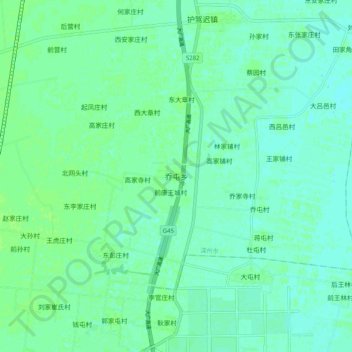 Mappa topografica 乔屯乡, altitudine, rilievo