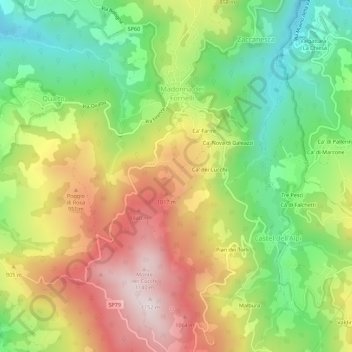 Mappa topografica Ca' Bonacca, altitudine, rilievo