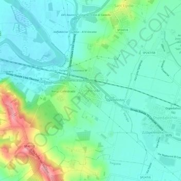 Mappa topografica Collestrada, altitudine, rilievo