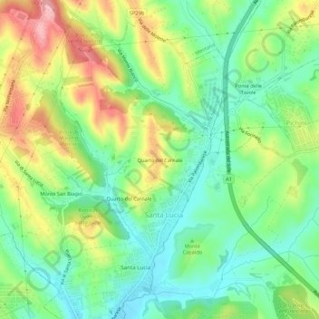 Mappa topografica Quarto del Carnale, altitudine, rilievo