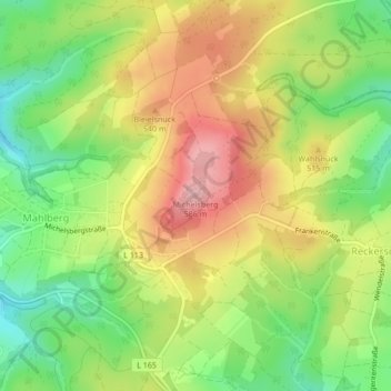 Mappa topografica Michelsberg, altitudine, rilievo