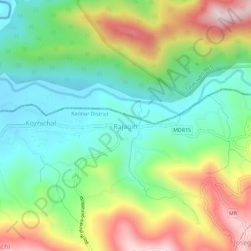 Mappa topografica Rajagiri, altitudine, rilievo