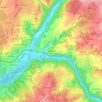 Mappa topografica La Roche, altitudine, rilievo