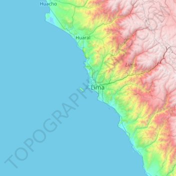 Mappa topografica Provincia Constitucional del Callao, altitudine, rilievo