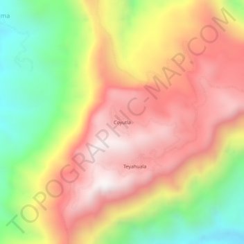 Mappa topografica Coyutla, altitudine, rilievo