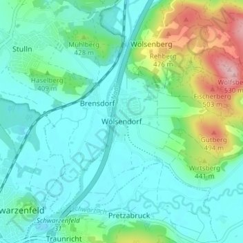 Mappa topografica Wölsendorf, altitudine, rilievo