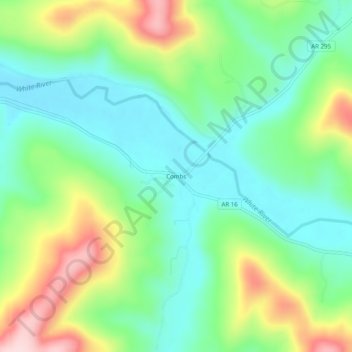 Mappa topografica Combs, altitudine, rilievo
