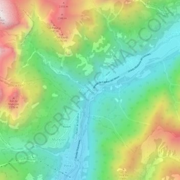 Mappa topografica Mazzin, altitudine, rilievo