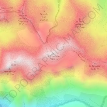 Mappa topografica Le Chevalier, altitudine, rilievo