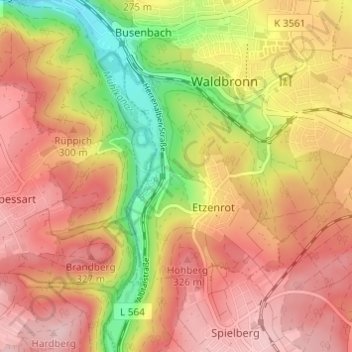 Mappa topografica Neurod, altitudine, rilievo