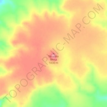 Mappa topografica Tecolate Mesa, altitudine, rilievo