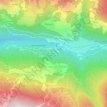 Mappa topografica Le Buisson, altitudine, rilievo