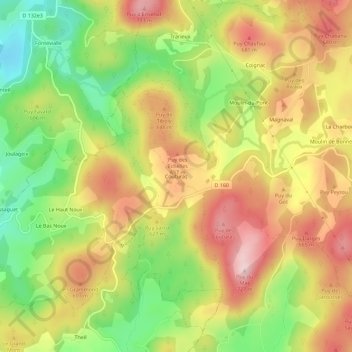 Mappa topografica Couturas, altitudine, rilievo
