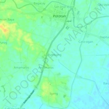 Mappa topografica Rumbang, altitudine, rilievo