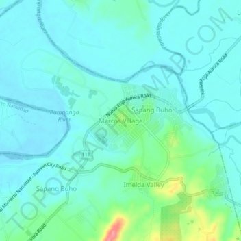 Mappa topografica Marcos Village, altitudine, rilievo