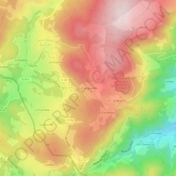Mappa topografica La Sanglarière, altitudine, rilievo
