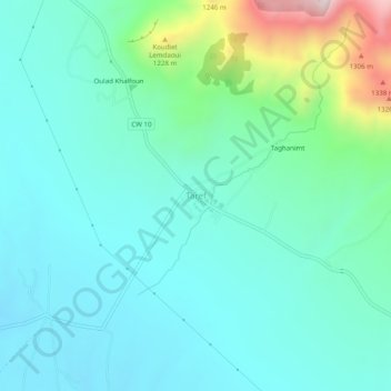 Mappa topografica Taref, altitudine, rilievo