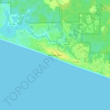 Mappa topografica Seagrove Beach, altitudine, rilievo