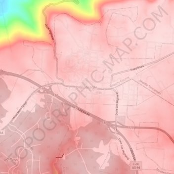 Mappa topografica Monteagle, altitudine, rilievo