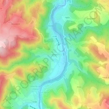 Mappa topografica Jazindes, altitudine, rilievo