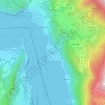 Mappa topografica Angon, altitudine, rilievo