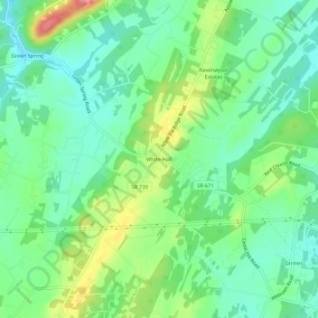 Mappa topografica White Hall, altitudine, rilievo