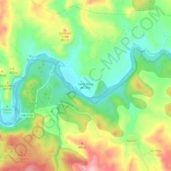 Mappa topografica Santa María de Ovila, altitudine, rilievo