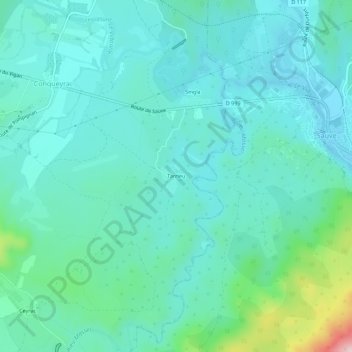 Mappa topografica Tarrieu, altitudine, rilievo