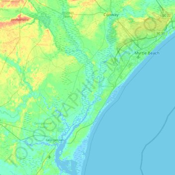 Mappa topografica Sandy Island, altitudine, rilievo