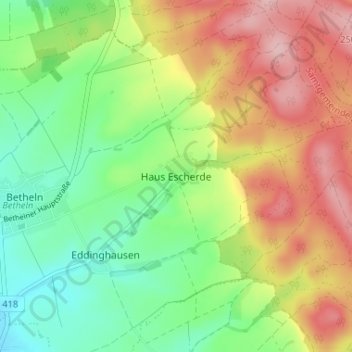 Mappa topografica Haus Escherde, altitudine, rilievo