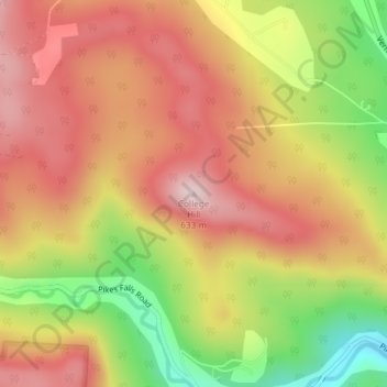 Mappa topografica College Hill, altitudine, rilievo