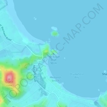 Mappa topografica The Sugar Loaf, altitudine, rilievo