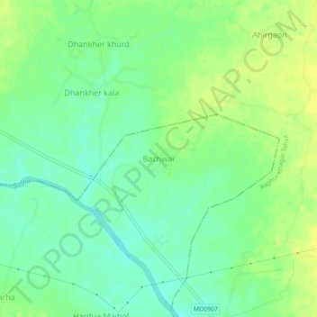 Mappa topografica Bachwai, altitudine, rilievo
