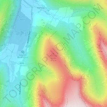 Mappa topografica Hartsop Dodd, altitudine, rilievo