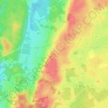 Mappa topografica Bernbach, altitudine, rilievo