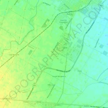 Mappa topografica Cento, altitudine, rilievo