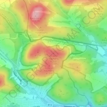 Mappa topografica Vorderer Kaufberg, altitudine, rilievo