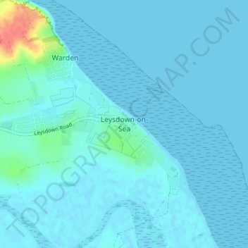 Mappa topografica Leysdown-on-Sea, altitudine, rilievo