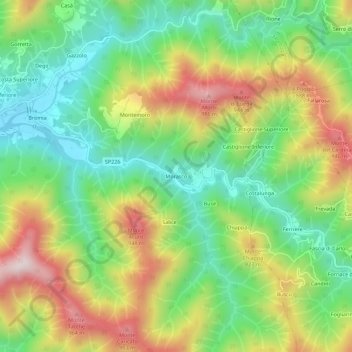 Mappa topografica Morasco, altitudine, rilievo