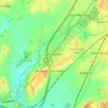 Mappa topografica Wychbold, altitudine, rilievo