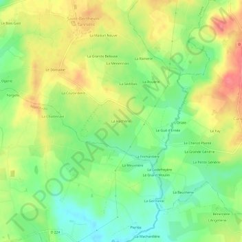 Mappa topografica La Hacherie, altitudine, rilievo