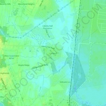 Mappa topografica Longleaf, altitudine, rilievo