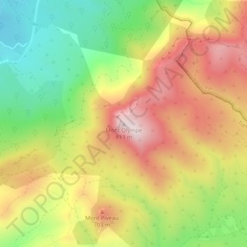Mappa topografica Mont Olympe, altitudine, rilievo