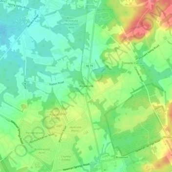 Mappa topografica Wickatunk, altitudine, rilievo