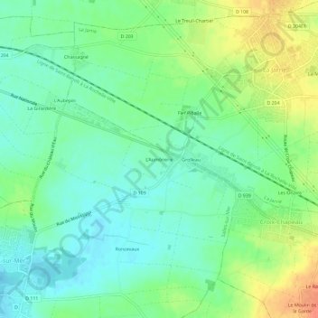 Mappa topografica L'Aumônerie, altitudine, rilievo