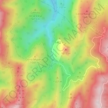 Mappa topografica Cañada de las Fuentes, altitudine, rilievo