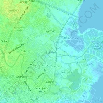 Mappa topografica Banuyao, altitudine, rilievo
